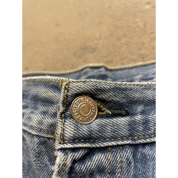 Levis 501 Jeans Mens 36x29 Light Wash Blue Straight Leg Button Fly Distressed - Picture 5 of 16